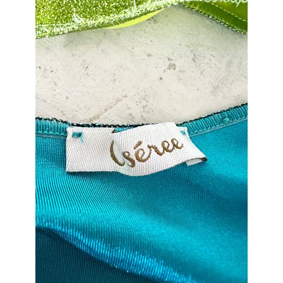 Oséree Lumiere 90's Sporty Two Piece Bikini Set Lime & Ocean Blue Women's Size S - Picture 5 of 7